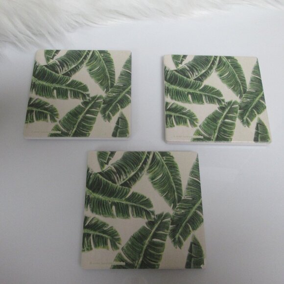 Macy's Other - 3 Pieces Palm Tree Themed Ceramic w /cork backs coasters macy's Cute!!